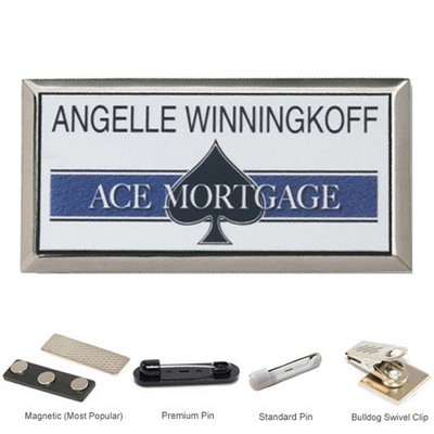 3"W x 1.25"H Executive metallic personalized Name Badge